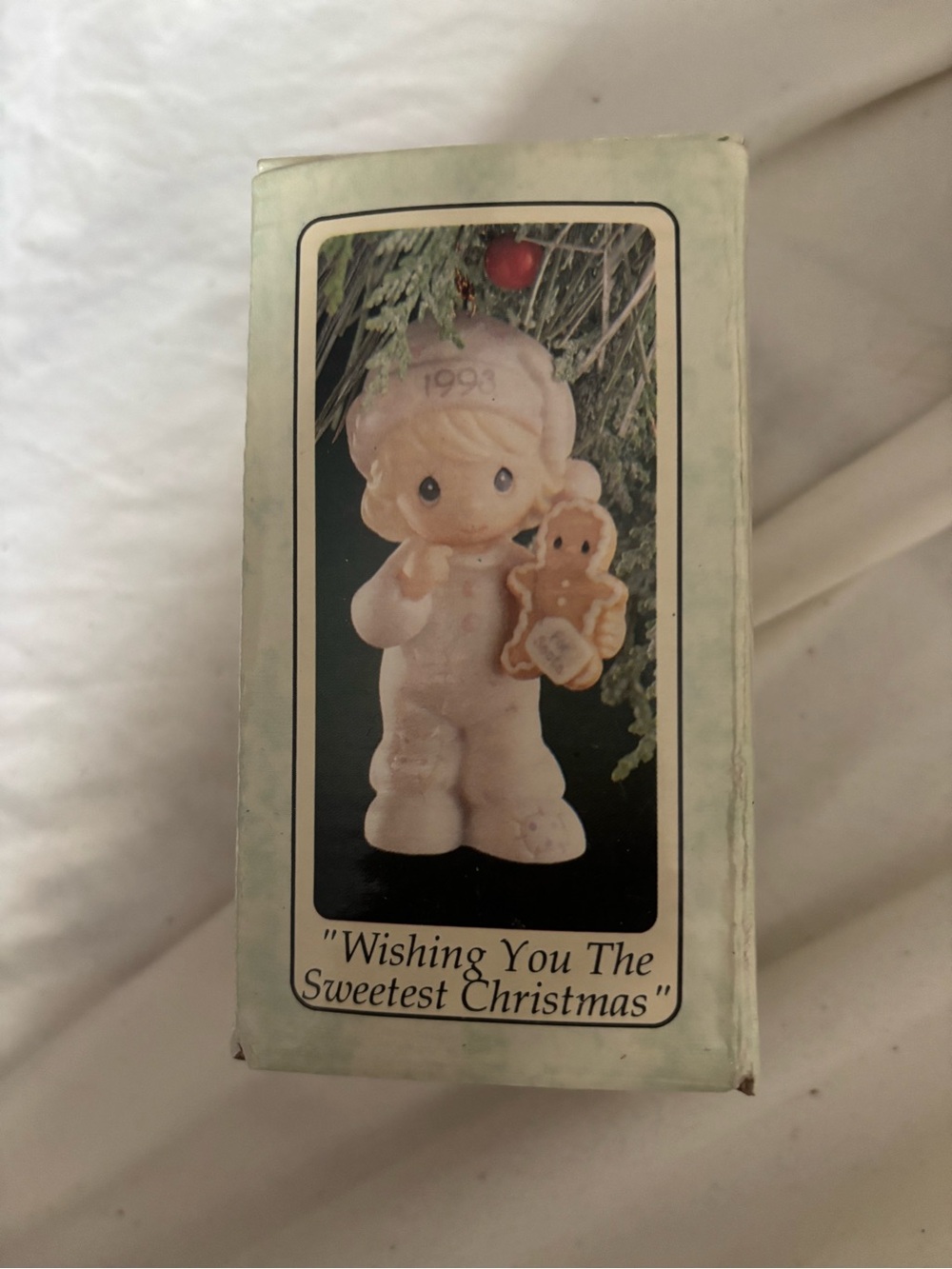 Precious Moments White & Pink Child Figurine Holding Gingerbread